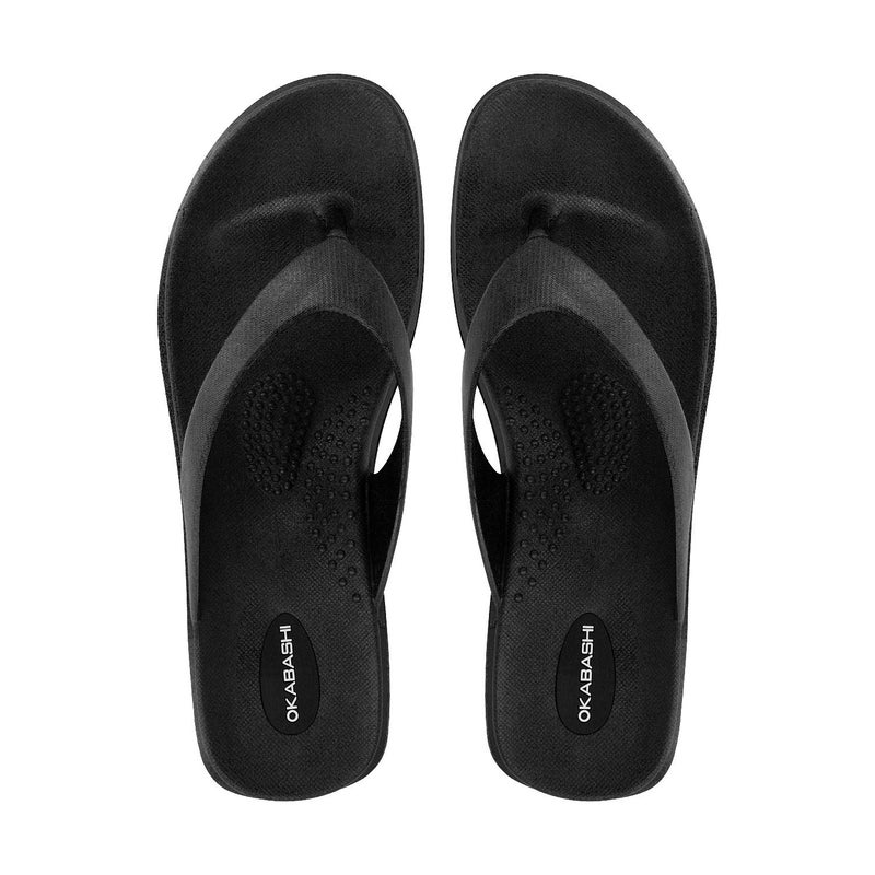 OKABASHI Women's Splash Sustainable Wedge Flip Flop Sandals Black - Image 2